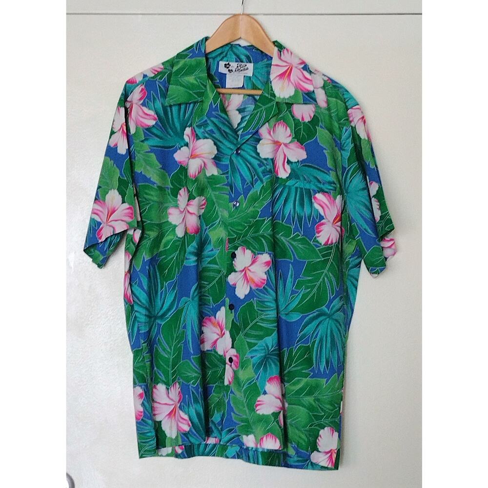 Hilo Hattie Vintage Hawaiian Mens XL Shirt Hibiscus Floral Print Resortwear
